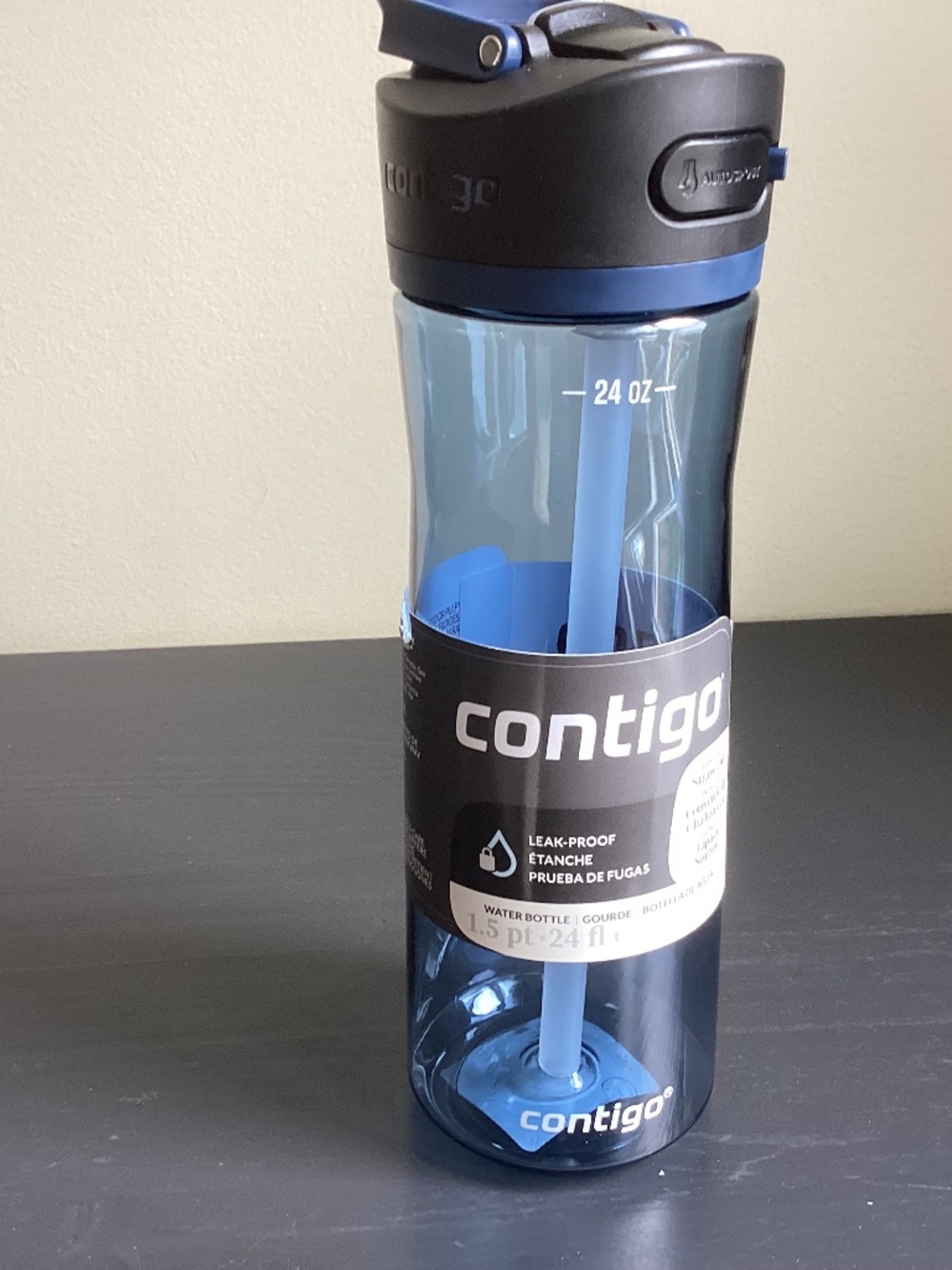 NWT Contigo Ashland Water Bottle BPA Free 24oz Screw on Lid with Straw